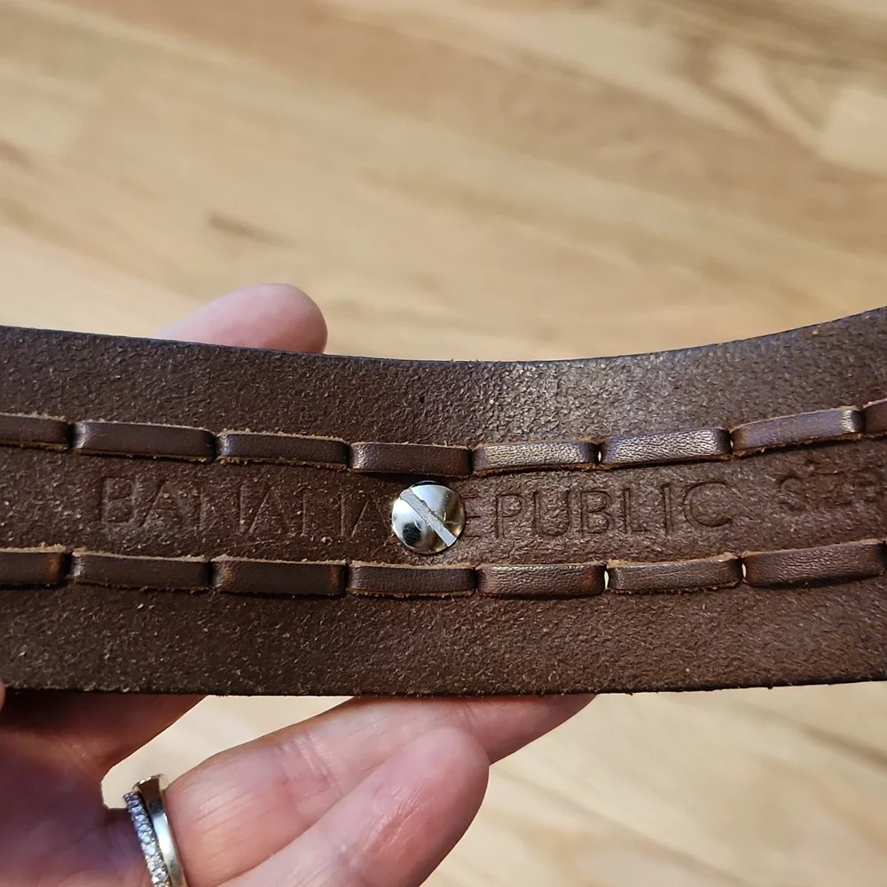 Banana Republic Brown Leather Bracelet With Silver Metal Detail